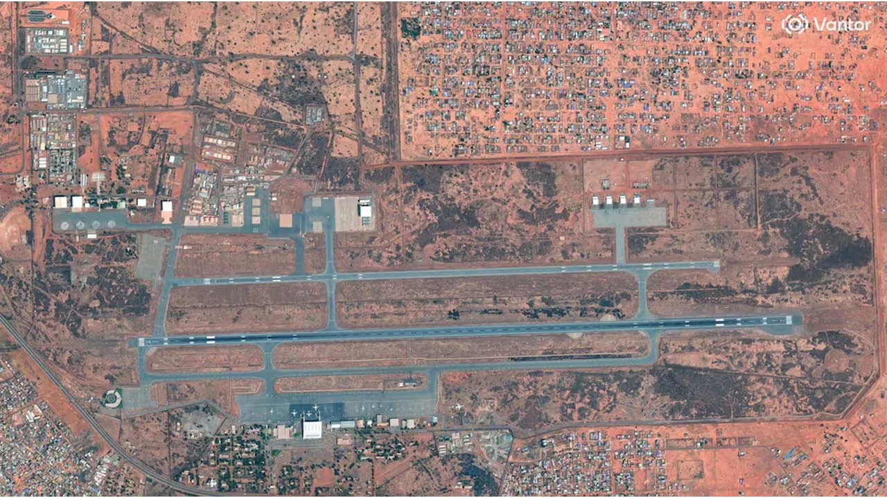 [1/3]A satellite image shows Diori Hamani International Airport and military bases after gunfire and explosions, in Niamey, Niger, January 29, 2026. ©2026 Vantor/Handout via REUTERS Purchase Licensing Rights