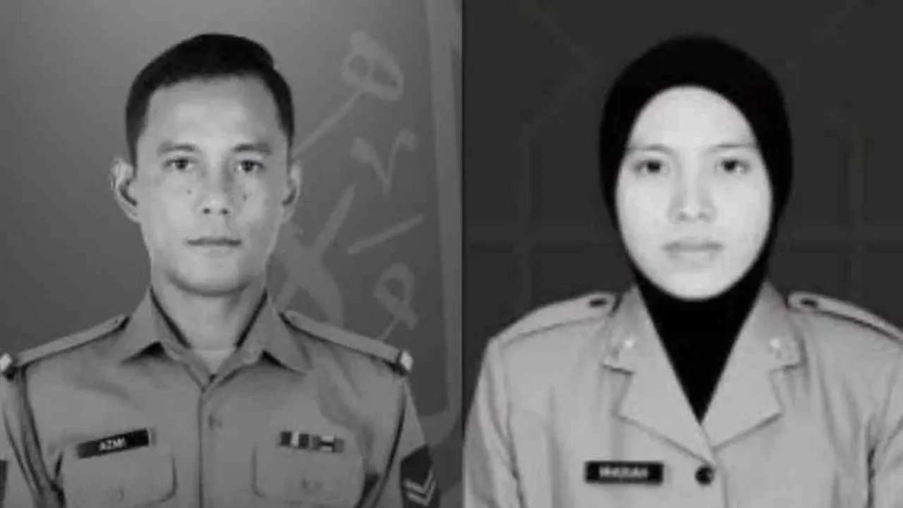 Dua anggota tentera, Koperal Norazmi Abu Bakar daripada Batalion Keenam Rejimen Askar Melayu Diraja serta Prebet Siti Khadijah binti Sungip daripada Skuadron Pertama Rejimen Askar Jurutera Diraja maut ketika latihan. -- SINAR HARIAN