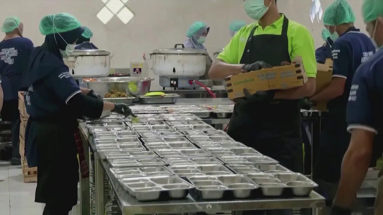 Indonesia free meals. Screenshot Video Reuters