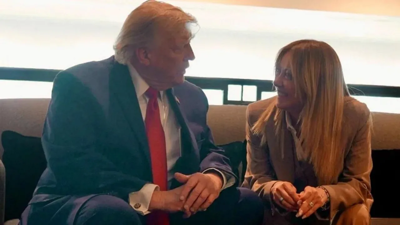 Giorgia Meloni talked to the US president on Wednesday at the G7 summit in Evian in France./ Reuters