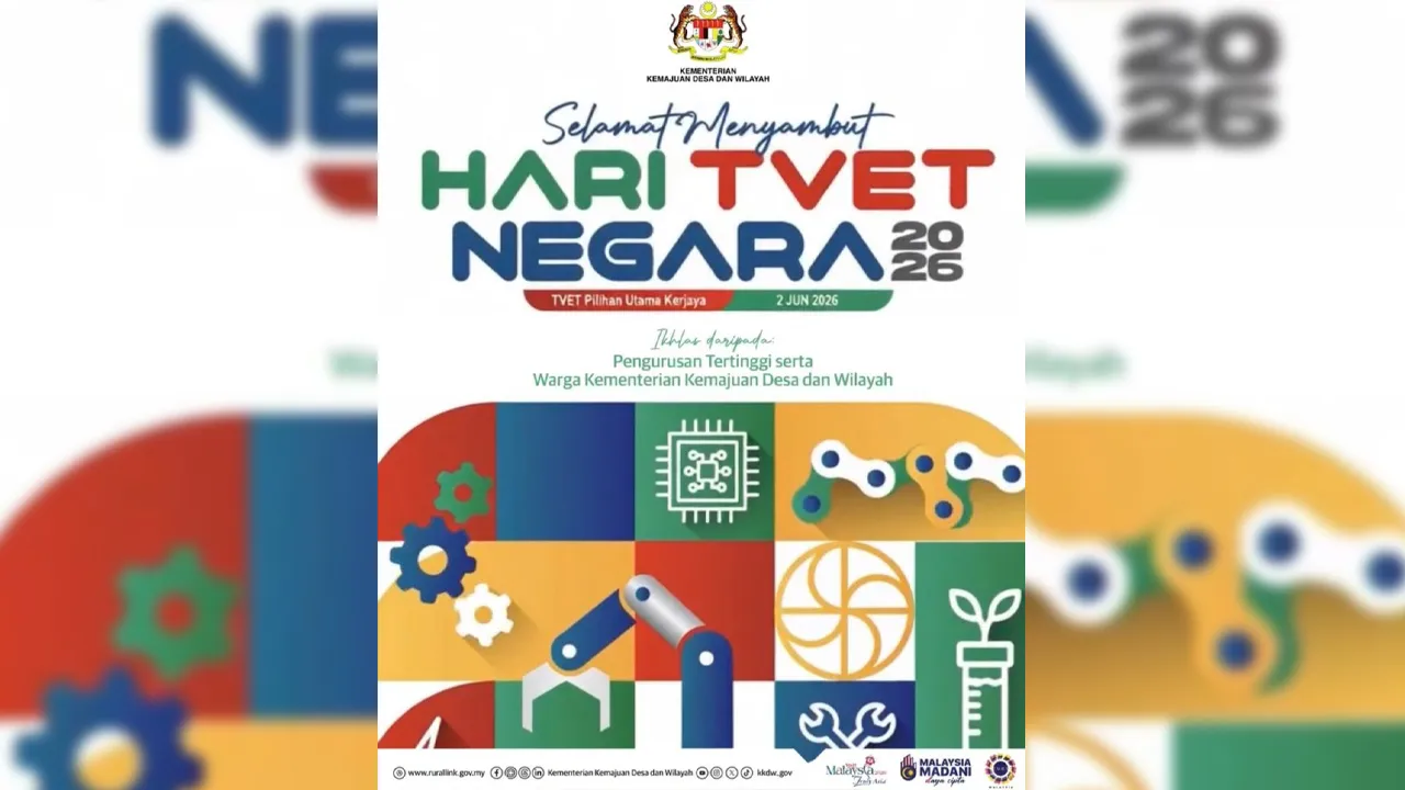 𝐒𝐄𝐋𝐀𝐌𝐀𝐓 𝐇𝐀𝐑𝐈 𝐓𝐕𝐄𝐓 𝐍𝐄𝐆𝐀𝐑𝐀 𝟐𝟎𝟐𝟔 Pendidikan dan Latihan Teknikal dan Vokasional (TVET) kini menjadi teras dalam pembangunan modal insan yang kompeten, berdaya saing dan memenuhi keperluan industri serta pembangunan negara._FB Kementerian Kemajuan Desa dan Wilayah