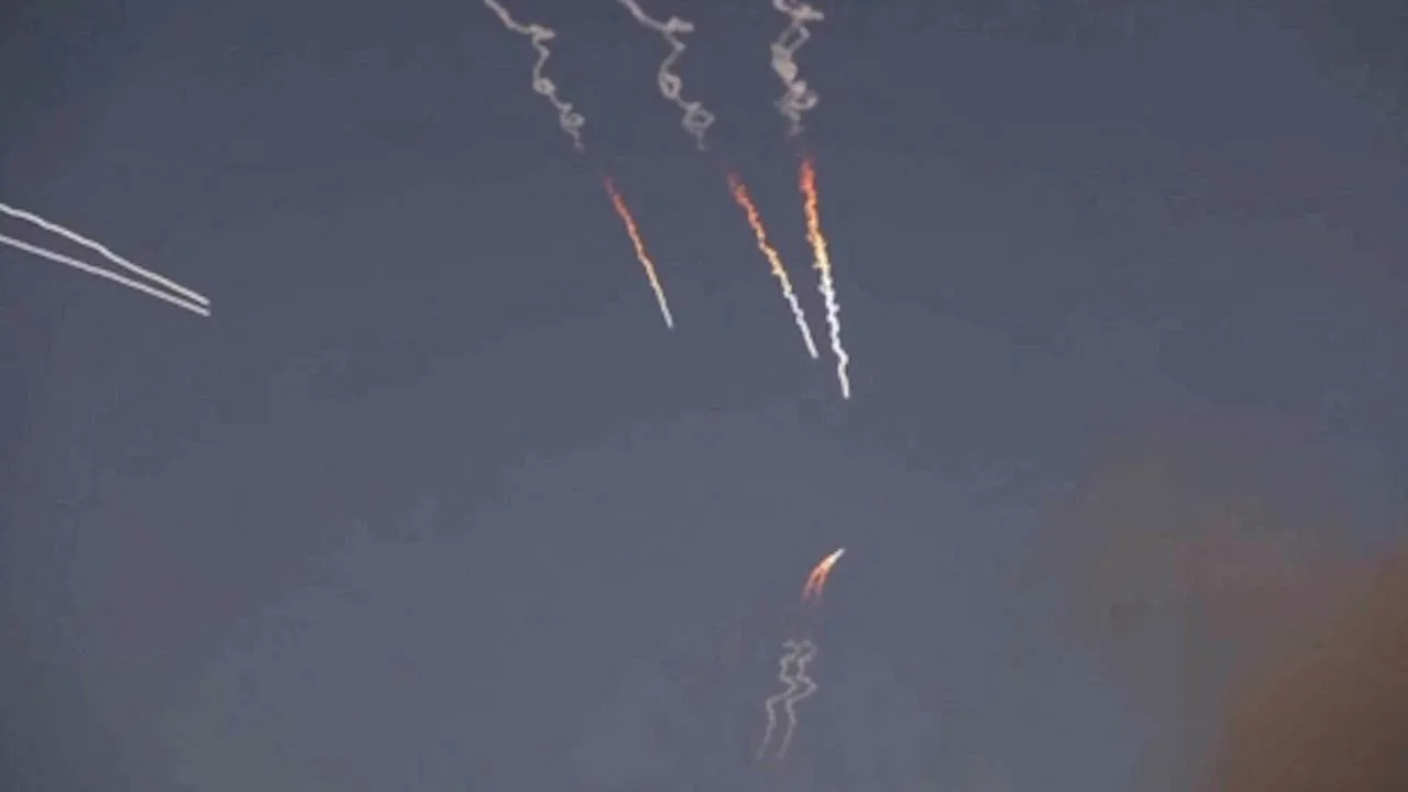 Iranian missiles are launched, as Iran's Revolutionary Guards said they had carried out attacks against a U.S. base in Jordan and 21 other targets in the Gulf on Wednesday in retaliation for American strikes around the Strait of Hormuz, from a location given as Tehran, Iran, released June 10, 2026, in this still image taken from a video. WANA via Pool/via REUTERS