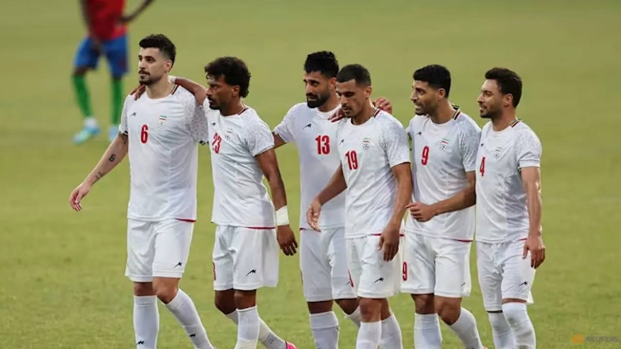 Soccer Football - International Friendly - Iran v Gambia - Mardan Sports Complex, Antalya, Turkey - May 29, 2026 Iran's Mehdi Taremi celebrates scoring their third goal with teammates REUTERS/Umit Bektas
