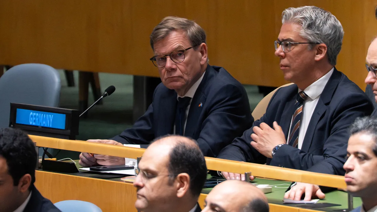 Foreign Minister of Germany Johann Wadephul looks on prior to the election of non-permanent members of the United Nations Security Council at United Nations headquarters in New York City, U.S., June 3, 2026. REUTERS/David 'Dee' Delgado