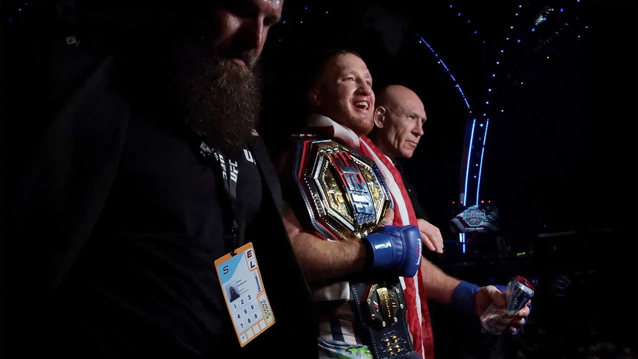 Justin Gaethje leaves after his win against Ilia Topuria in their lightweight championship bout at UFC Freedom 250 at the White House in Washington, D.C., U.S., June 15, 2026. REUTERS/Jonathan Ernst