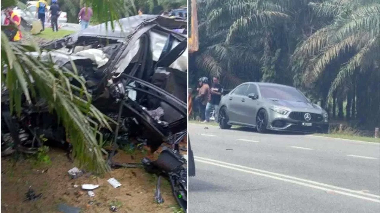 Kemalangan membabitkan lima kenderaan yang menyebabkan lima individu maut di Kilometer 27, Jalan Renggam-Simpang Renggam, Kluang.