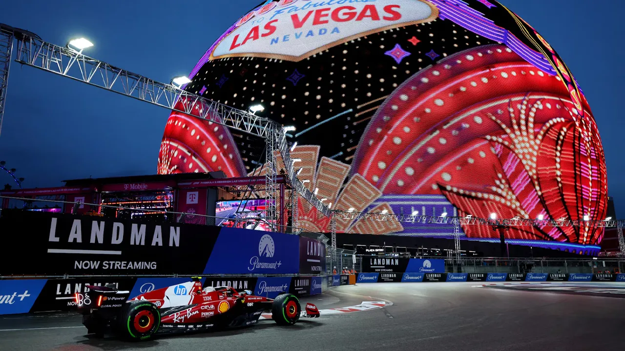 Formula One F1 - Las Vegas Grand Prix - Las Vegas Strip Circuit, Las Vegas, Nevada, United States - November 21, 2025 Ferrari's Lewis Hamilton in action during practice REUTERS/Daniel Cole