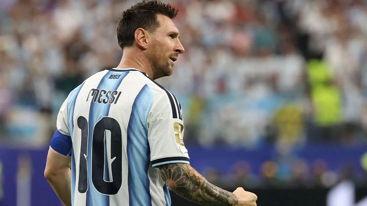 Soccer Football - FIFA World Cup 2026 - Group J - Argentina v Austria - Dallas Stadium, Arlington, Texas, U.S. - June 22, 2026 Argentina's Lionel Messi celebrates scoring their first goal IMAGN IMAGES via Reuters/Troy Taormina