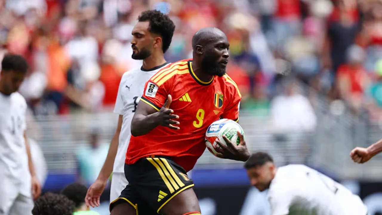 Soccer Football - FIFA World Cup 2026 - Group G - Belgium v Egypt - Seattle Stadium, Seattle, Washington, U.S. - June 15, 2026 Belgium's Romelu Lukaku celebrates after Egypt's Mohamed Hany scored an own goal for Belgium's first goal REUTERS/Agustin Marcarian