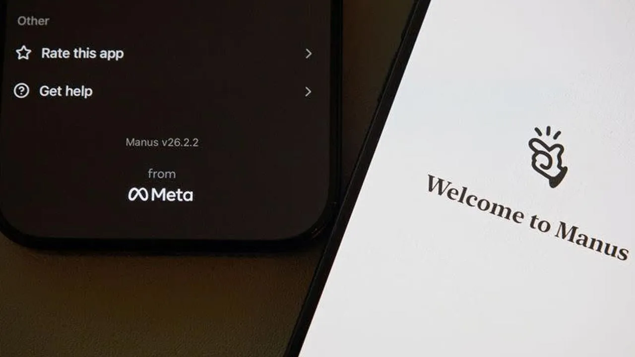 Illustration picture of Manus AI agent app and Meta logo · Reuters
