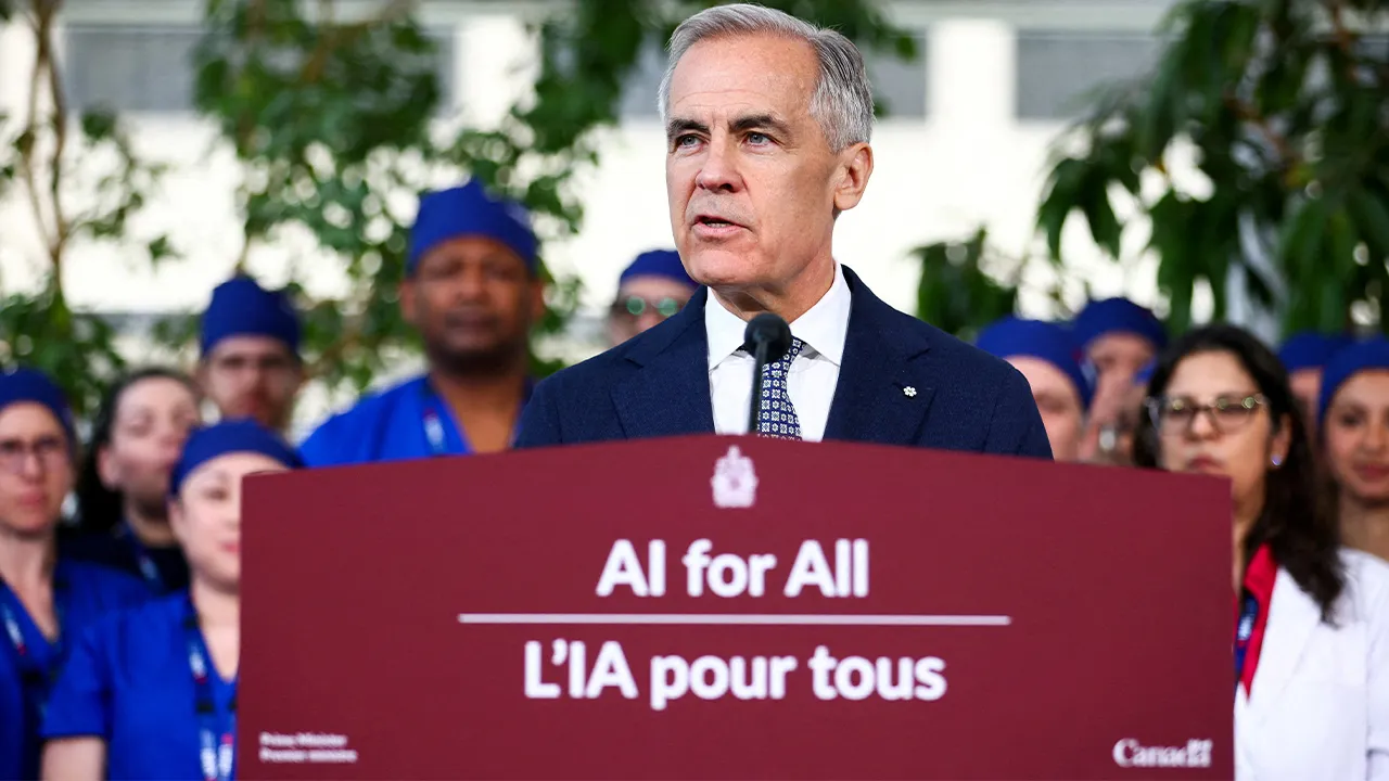Canada's Prime Minister Mark Carney announces a new federal AI agenda, at Toronto General Hospital, in Toronto, Ontario, Canada June 4, 2026. REUTERS/Cole Burston TPX IMAGES OF THE DAY