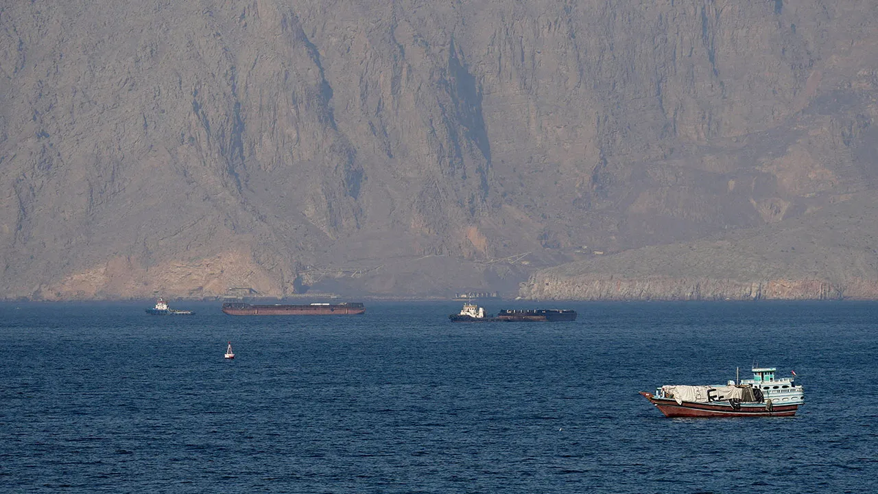 Ships and tankers in the Strait of Hormuz off the coast of Musandam, Oman, April 18, 2026. REUTERS/Stringer/File Photo