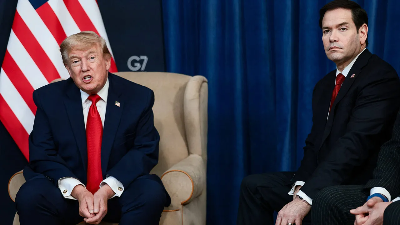 U.S. President Donald Trump and U.S. Secretary of State Marco Rubio attend a bilateral meeting with the Emir of Qatar, Sheikh Tamim bin Hamad Al Thani, on the sidelines of the G7 summit, in Evian-les-Bains, France, June 16, 2026. REUTERS/Evelyn Hockstein