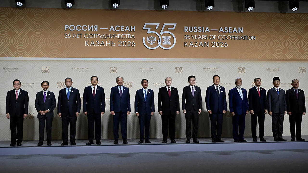 Association of Southeast Asian Nations (ASEAN) Secretary General Kao Kim Hourn, Brunei's Sultan Hassanal Bolkiah, Cambodia's Prime Minister Hun Manet, Laos' Prime Minister Sonexay Siphandone, Malaysia's Prime Minister Anwar Ibrahim, Philippine President Ferdinand Marcos Jr., Russia's President Vladimir Putin, Singapore's Prime Minister Lawrence Wong, Thailand's Prime Minister Anutin Charnvirakul, East Timor's Prime Minister Xanana Gusmao, Vietnam's Prime Minister Le Minh Hung, Indonesian Foreign Minister Su