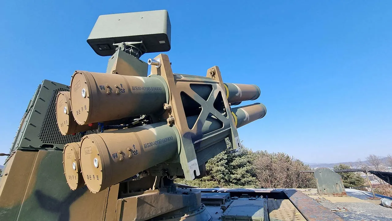 FILE PHOTO: South Korea's short-range surface-to-air missile system Chunma is seen during an anti-drone drill in Yangju, South Korea, in this handout picture provided by the South Korean Defence Ministry on December 29, 2022. The South Korean Defence Ministry/Handout via REUTERS