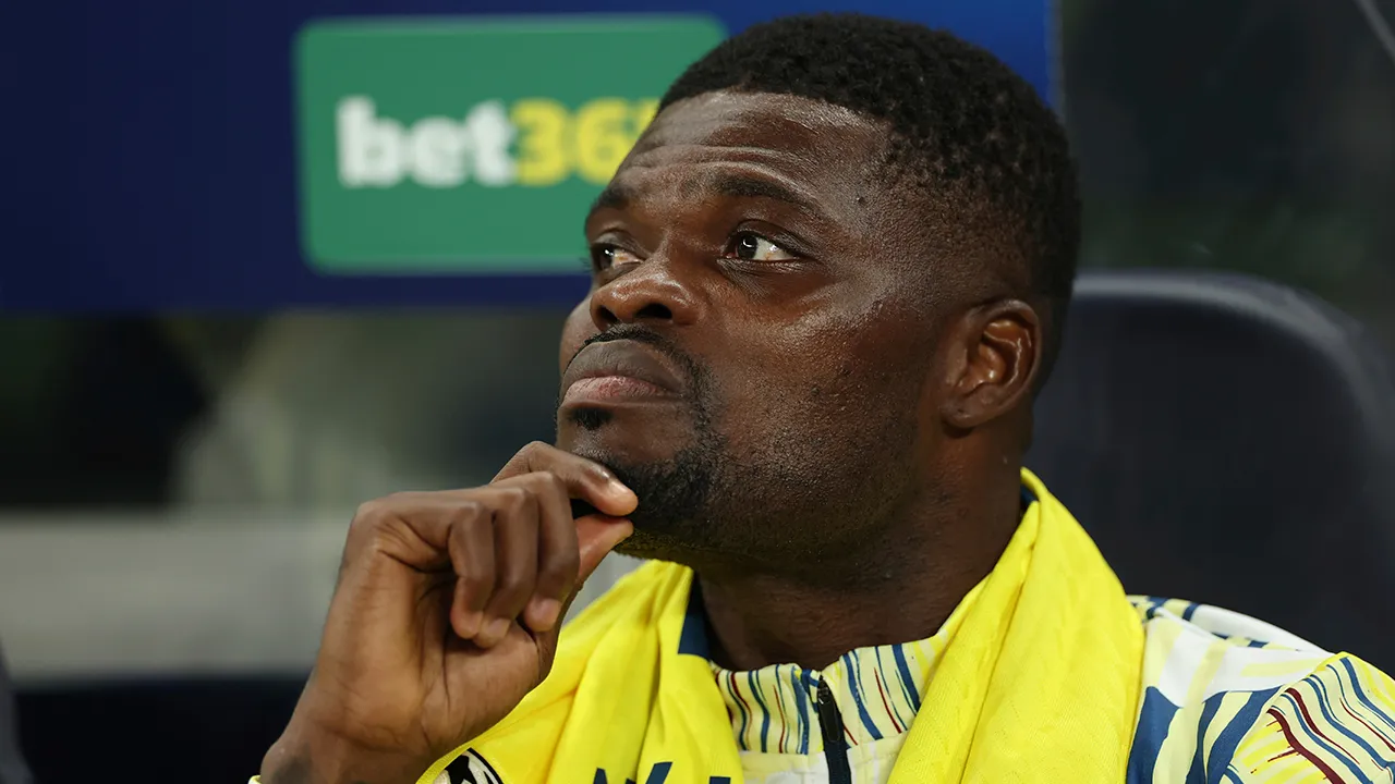 FILE - Villarreal's Thomas Partey sits on the bench during the Champions League soccer match between Tottenham and Villarreal in London, Tuesday, Sept. 16, 2025. (AP Photo/Ian Walton, File)