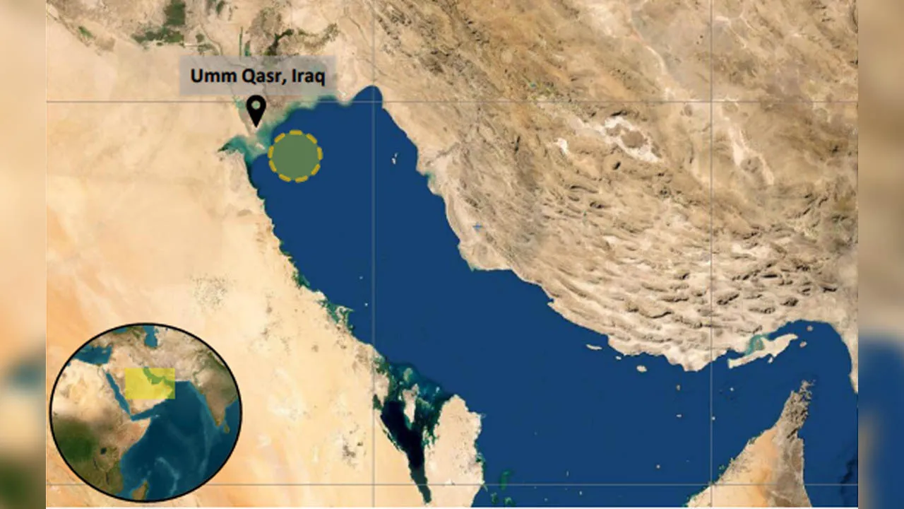UKMTO has received a report of an incident 40NM southeast of Umm Qasr, Iraq.  A Cargo vessel was transiting in the Arabian Gulf when a large explosion following a hit from an unknown projectile on the starboard side._UKMTO 