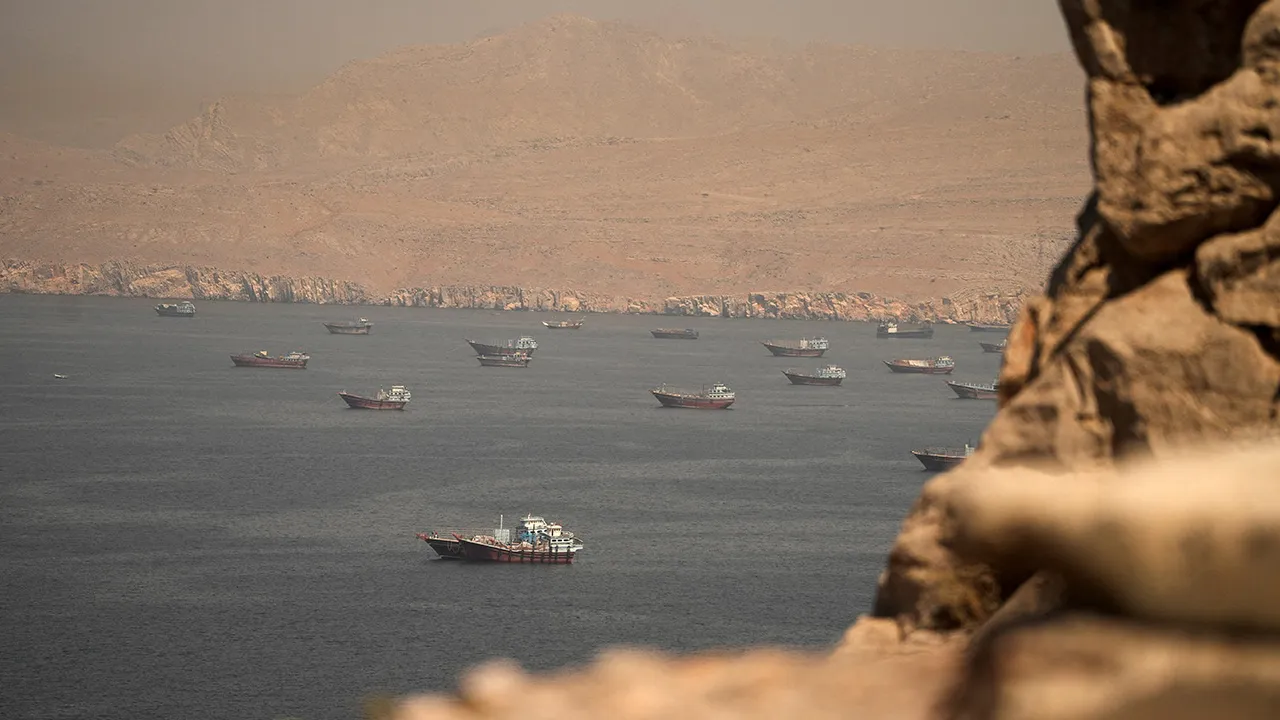 Vessels at the Strait of Hormuz, as seen from Musandam, Oman, June 18, 2026. REUTERS/Stringer