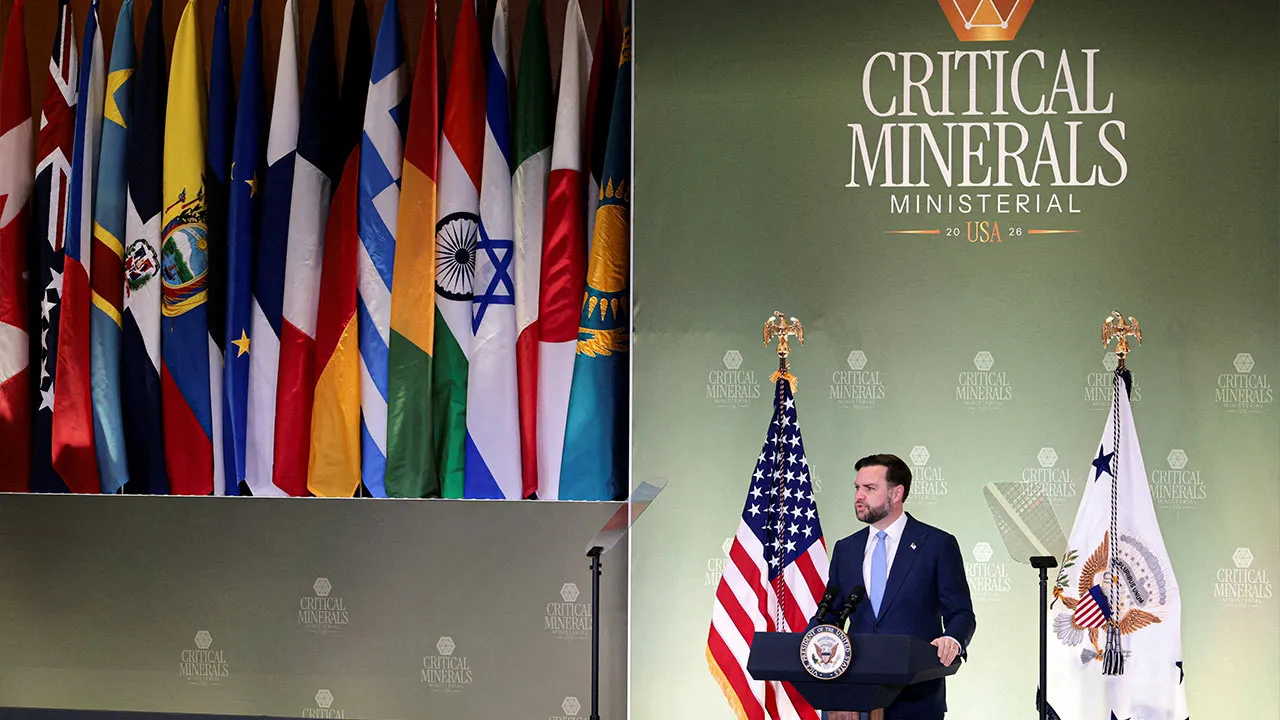 FILE PHOTO: U.S. Vice President JD Vance speaks during the Critical Minerals Ministerial at the State Department in Washington, D.C., U.S., February 4, 2026. REUTERS/Jonathan Ernst/File Photo