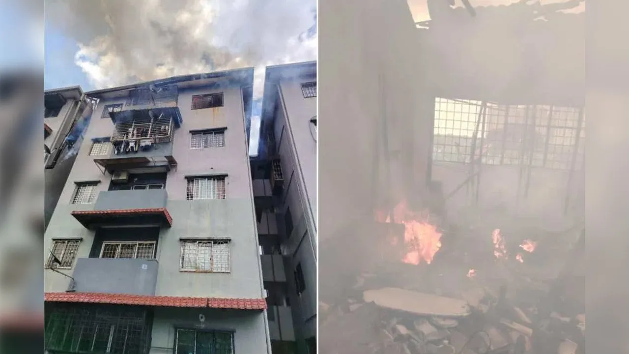 Keadaan kebakaran sebuah unit pangsapuri di Taman Pinggiran Putra di sini pada Jumaat._Sinar Harian