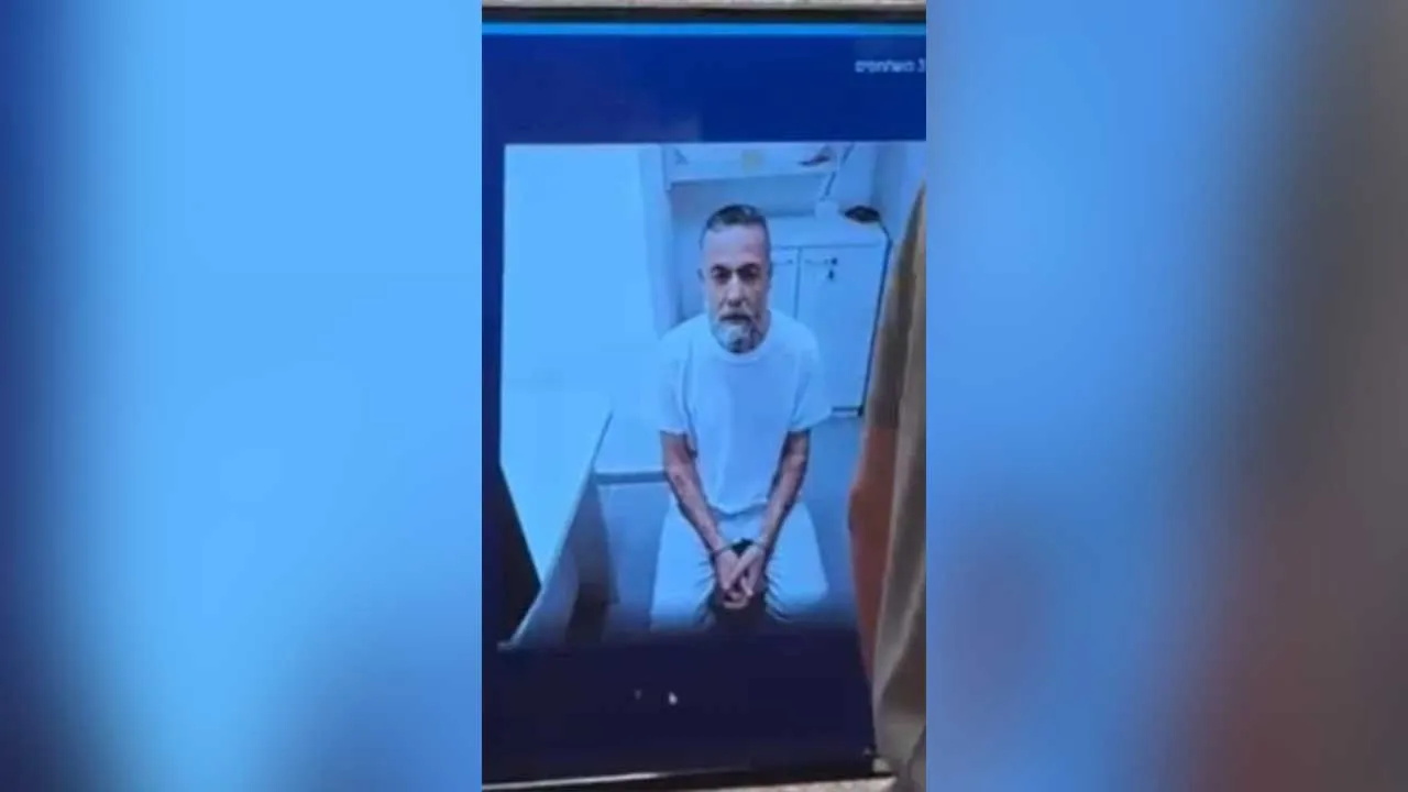 This image provided by the Physicians for Human Rights Israel (PHRI), Dr. Hussam Abu Safiya is seen on a video call from prison during an Israeli Supreme Court hearing of an appeal by his lawyers to end his detention, in Jerusalem, on June 10, 2026. (Physicians for Human Rights Israel (PHRI) via AP)