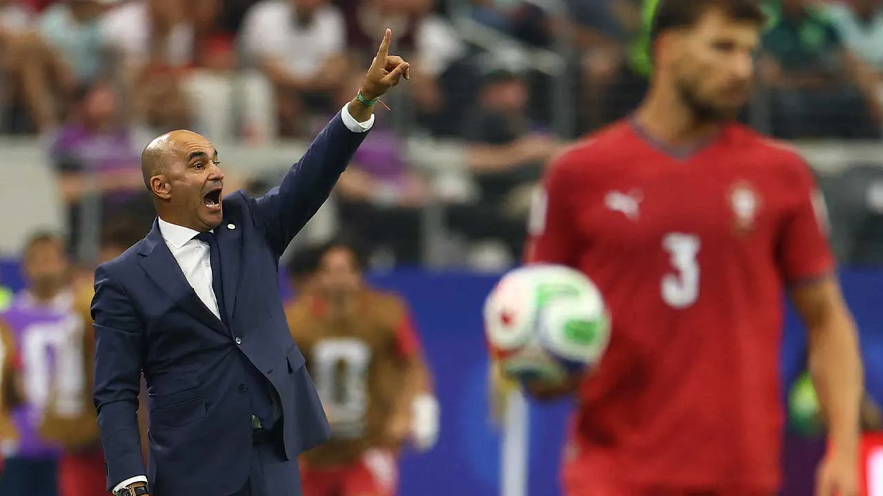 Soccer Football - FIFA World Cup 2026 - Round of 16 - Portugal v Spain - Dallas Stadium, Arlington, Texas, U.S. - July 6, 2026 Portugal coach Roberto Martinez reacts REUTERS/Hannah Mckay
