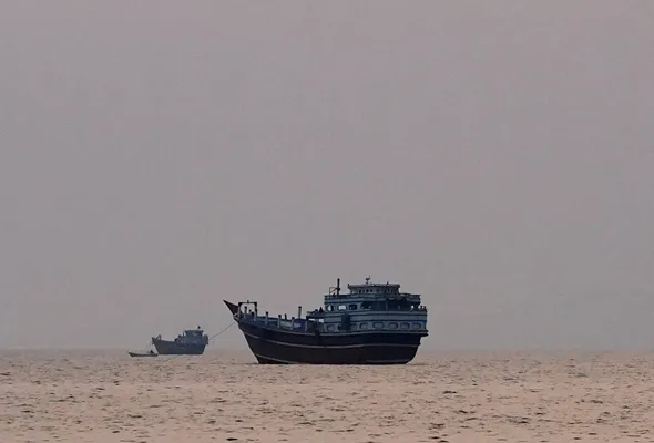 Vessels at the Strait of Hormuz, as seen from Musandam, Oman, July 21, 2026. REUTERS/Stringer