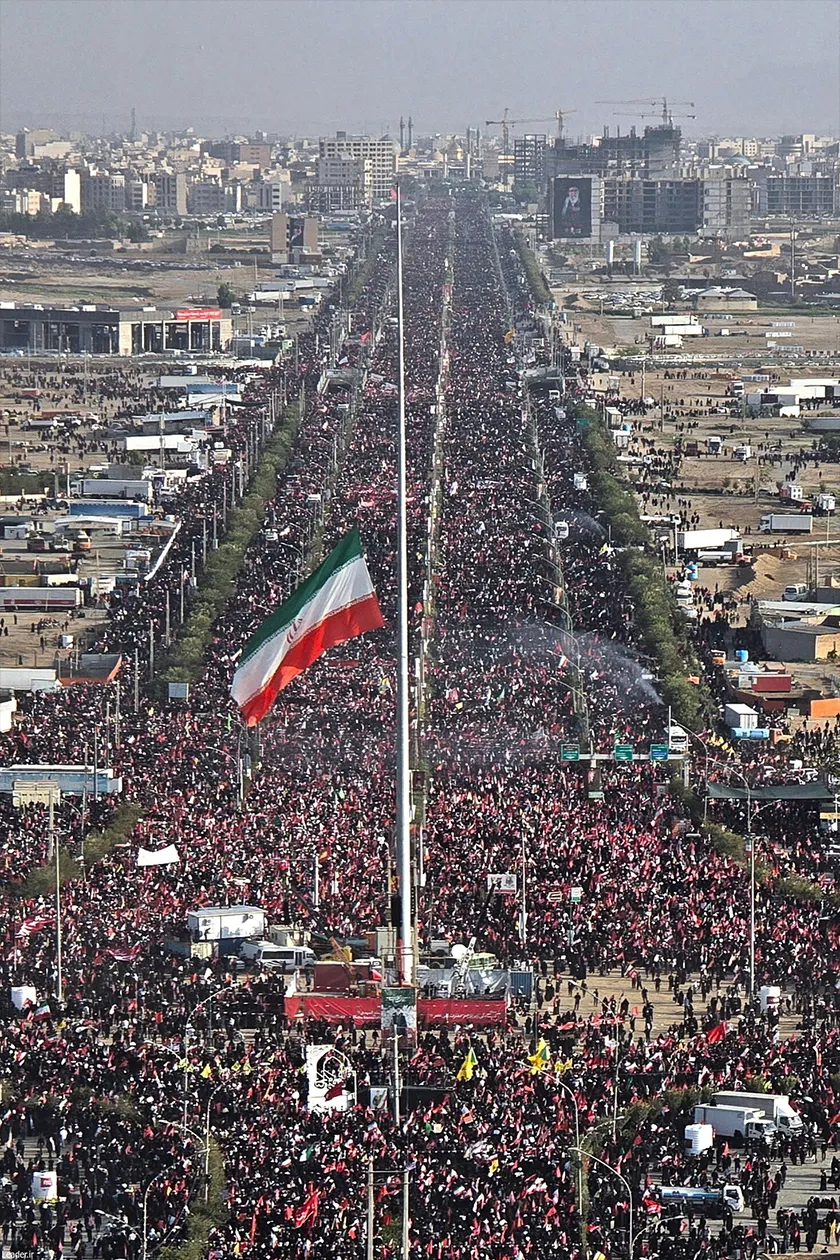 Mourners attend a prayer for Iran's late Supreme Leader Ayatollah Ali Khamenei, who was killed on February 28 in Israeli and U.S. airstrikes, at the Jamkaran Mosque, in Qom, Iran, July 7, 2026. Office of the Iranian Supreme Leader/WANA (West Asia News Agency) via REUTERS ATTENTION EDITORS - THIS PICTURE WAS PROVIDED BY A THIRD PARTY. ISRAEL OUT. NO COMMERCIAL OR EDITORIAL SALES IN ISRAEL. NO ACCESS FOR ISRAELI MEDIA. NO USE BBC PERSIAN. NO USE VOA PERSIAN. NO USE MANOTO. NO USE IRAN INTERNATIONAL. NO USE RA