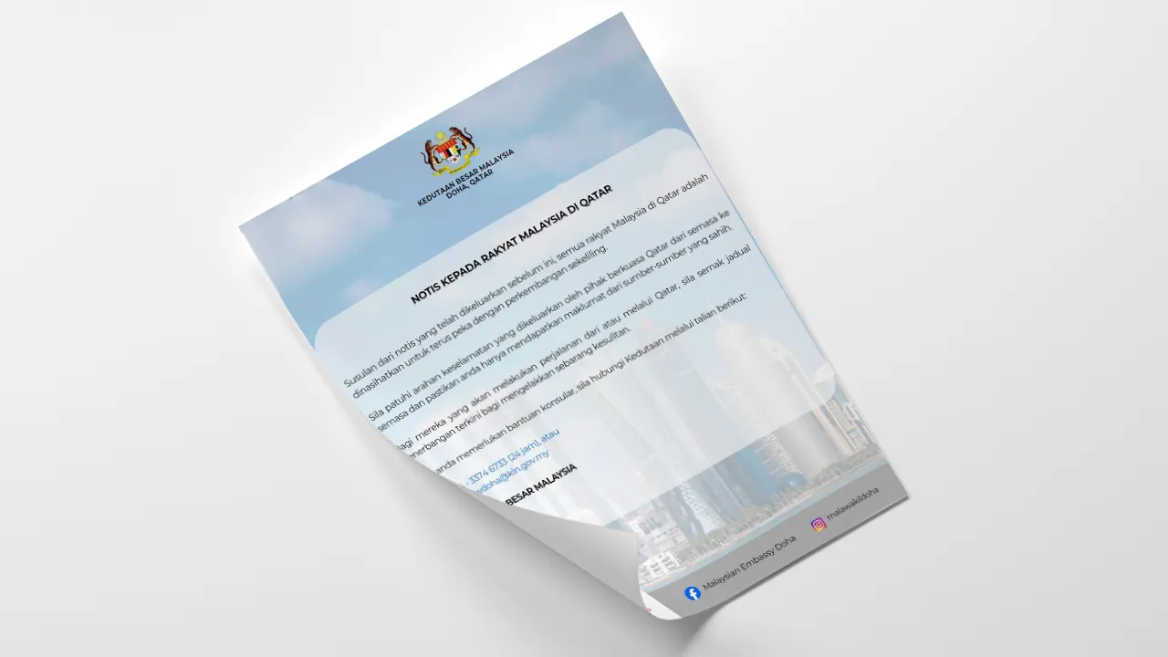 Notis Kepada Rakyat di Qatar 12 Julai 2026. Malaysian Embassy Doha