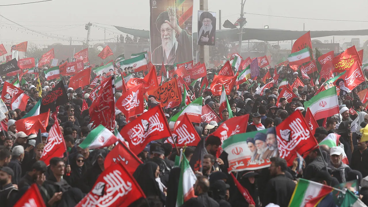 People attend a funeral procession for Iran's late Supreme Leader Ayatollah Ali Khamenei, who was killed on February 28 in Israeli and U.S. airstrikes, in Qom, Iran July 7, 2026. Azam Dadashi/ISNA/via WANA (West Asia News Agency)via REUTERS