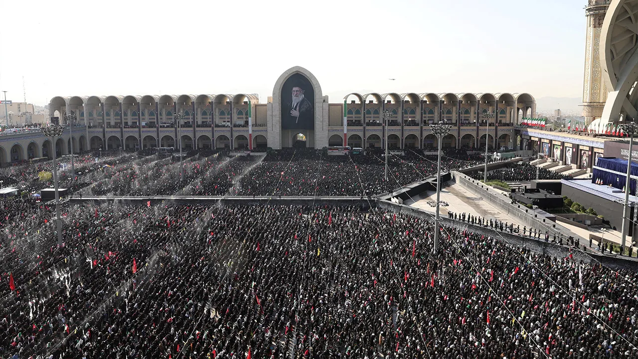 Mourners attend a prayer during a public farewell ceremony to pay their respects to late Supreme Leader Ayatollah Ali Khamenei, who was killed on February 28 in Israeli and U.S. airstrikes, at the Imam Khomeini Grand Mosalla, in Tehran, Iran, July 5, 2026. Alireza Masoumi/ISNA/via WANA (West Asia News Agency)via REUTERS