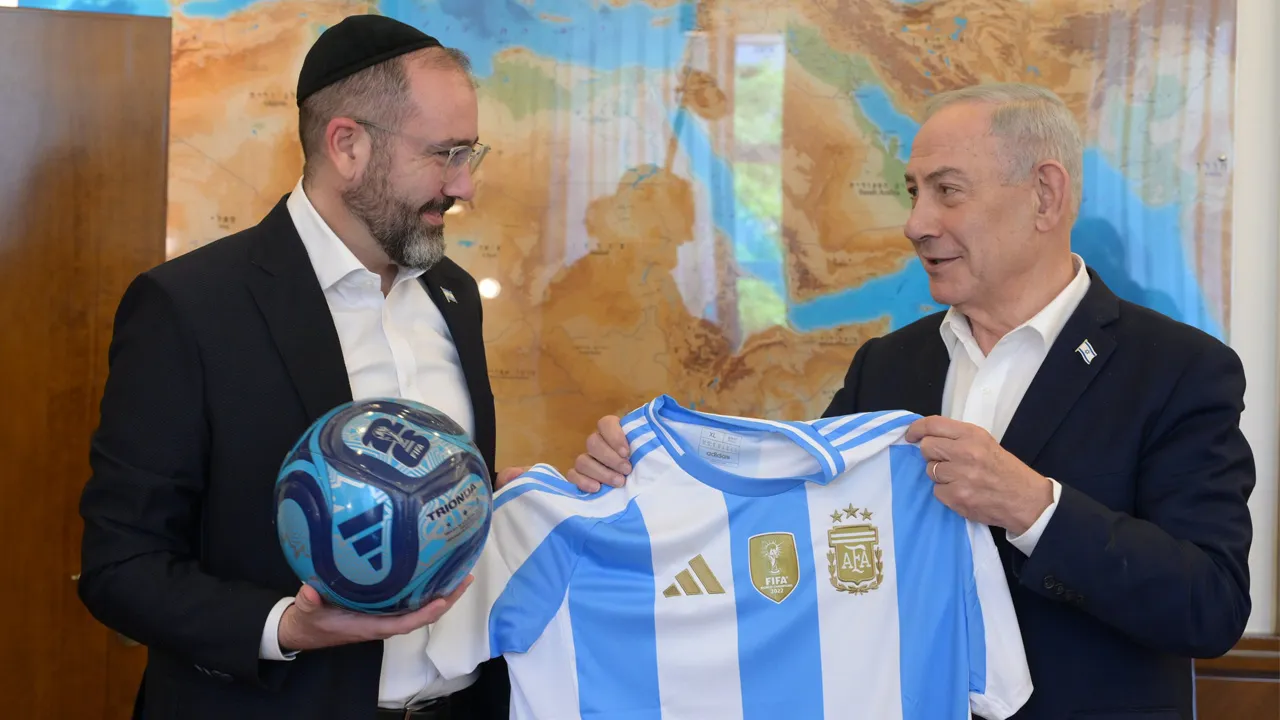 Prime Minister Benjamin Netanyahu met in his office with the Ambassador of Argentina to Israel, Rabbi Shimon Axel Wahnish, and wished great success to the Argentine national team in the World Cup final taking place tomorrow._X @IsraeliPM