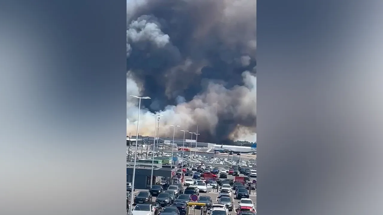 Smoke rises near the Bordeaux-Merignac Airport in France, July 21, 2026, in this screengrab obtained from a social media video. @hichem33600/via REUTERS THIS IMAGE HAS BEEN SUPPLIED BY A THIRD PARTY. MANDATORY CREDIT. NO RESALES. NO ARCHIVES. VERIFICATION: Reuters was able to verify the location through buildings, and light posts that matched satellite and archive imagery. Coordinates: 44.8311953, -0.7017427. The date was confirmed through original file metadata and corroborating media and eyewitness visual