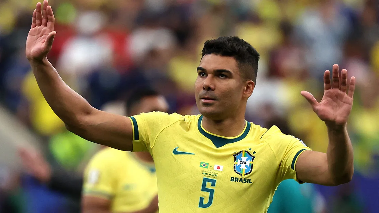 occer Football - FIFA World Cup 2026 - Round of 32 - Brazil v Japan - Houston Stadium, Houston, Texas, U.S. - June 29, 2026 Brazil's Casemiro celebrates after the match IMAGN IMAGES via Reuters/Troy Taormina