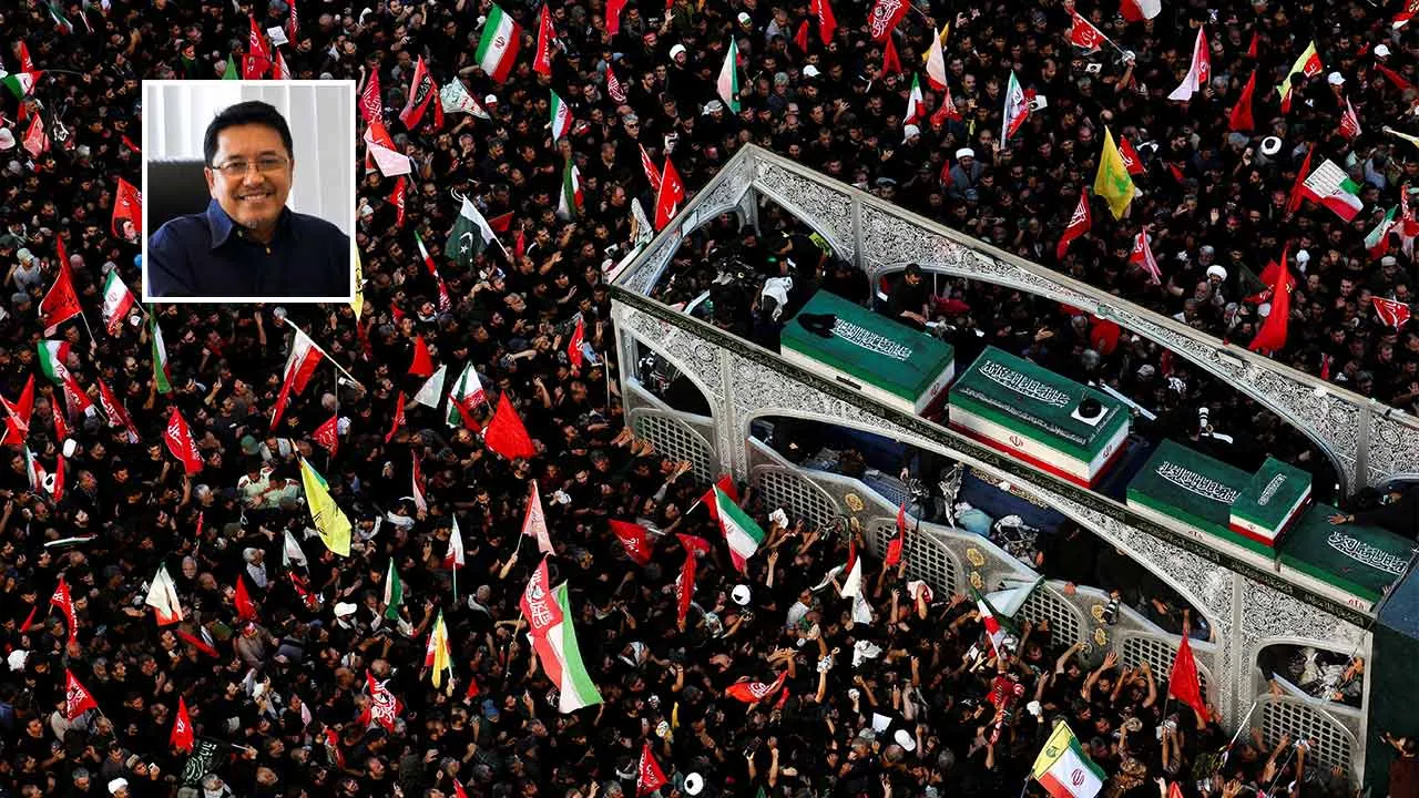Mourners gather around a vehicle transporting the coffin of Iran's late Supreme Leader Ayatollah Ali Khamenei, who was killed on February 28 in Israeli and U.S. airstrikes, and coffins of his family members, on the day of his burial, in a culmination of a mass funeral, in Mashhad, Iran, July 9, 2026. Majid Asgaripour/WANA (West Asia News Agency) via REUTERS ATTENTION EDITORS - THIS PICTURE WAS PROVIDED BY A THIRD PARTY. ISRAEL OUT. NO COMMERCIAL OR EDITORIAL SALES IN ISRAEL. NO ACCESS FOR ISRAELI MEDIA. NO 