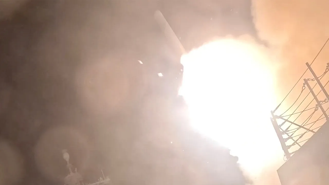 A munition is launched from a U.S. warship at an unknown location, during what U.S. Central Command (CENTCOM) says are strikes on Iran, in this screen grab taken from a handout video released on July 18, 2026. U.S. Central Command/Handout via REUTERS THIS IMAGE HAS BEEN SUPPLIED BY A THIRD PARTY. MANDATORY CREDIT. Verification lines:  -Location and date could not be verified -No earlier version of the video found posted online before July 18