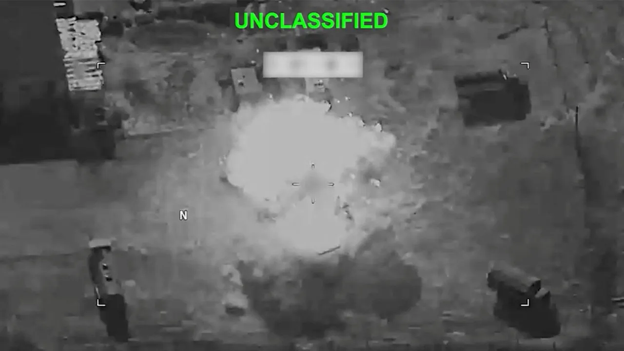 Smoke rises following explosion at an unknown location, during what U.S. Central Command (CENTCOM) says are strikes on Iran, in this screengrab taken from a handout video released on July 29, 2026. U.S. Central Command /Handout via REUTERS THIS IMAGE HAS BEEN SUPPLIED BY A THIRD PARTY. MANDATORY CREDIT. OVERLAY AND MASKING FROM SOURCE. VERIFICATION: -Location and date could not be verified -No earlier version of the video found posted online before Thursday (July 29)