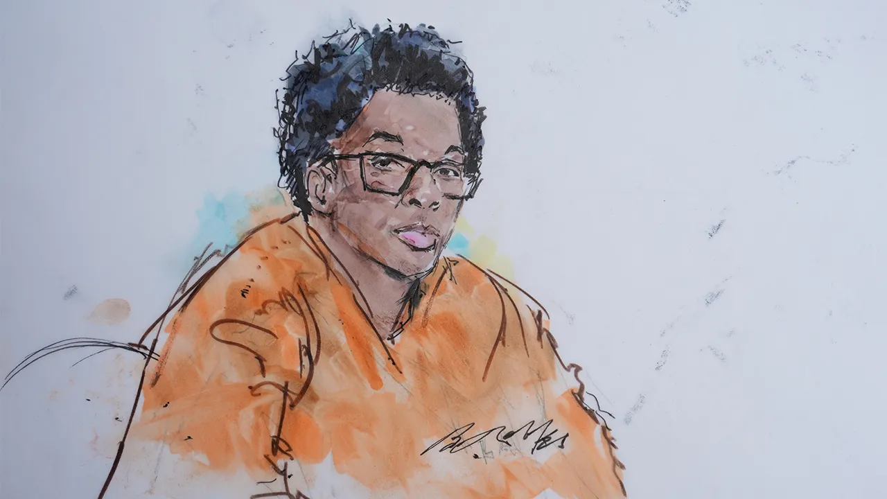 In this courtroom sketch, David Anthony Burke, who is known as D4vd, is seen in court Tuesday, July 21, 2026, in Los Angeles. (Bill Robles via AP)
