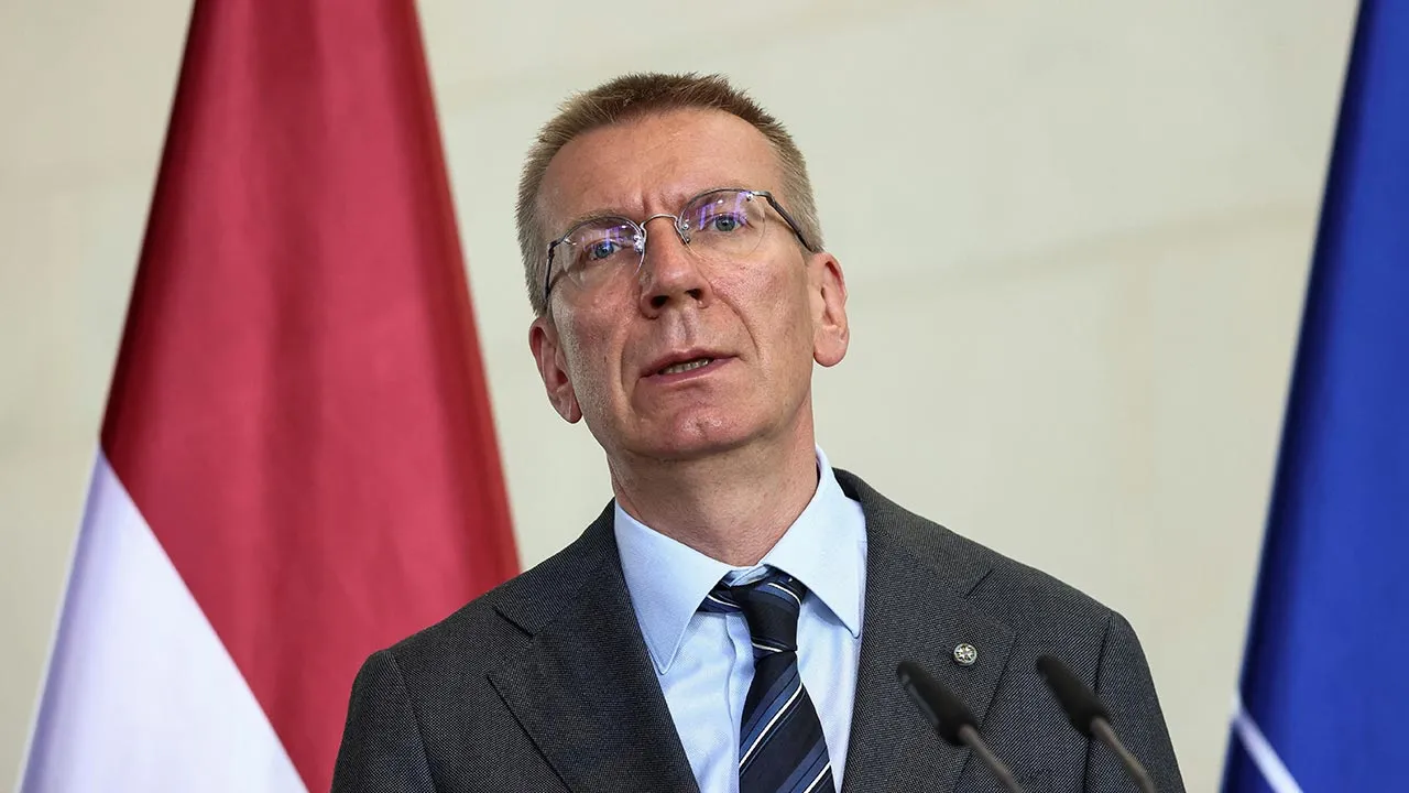 Latvian President Edgars Rinkevics attends a joint press conference with Estonian Prime Minister Kristen Michal, Lithuanian President Gitanas Nauseda, German Chancellor Friedrich Merz in Berlin, Germany, July 3, 2026. REUTERS/Nadja Wohlleben