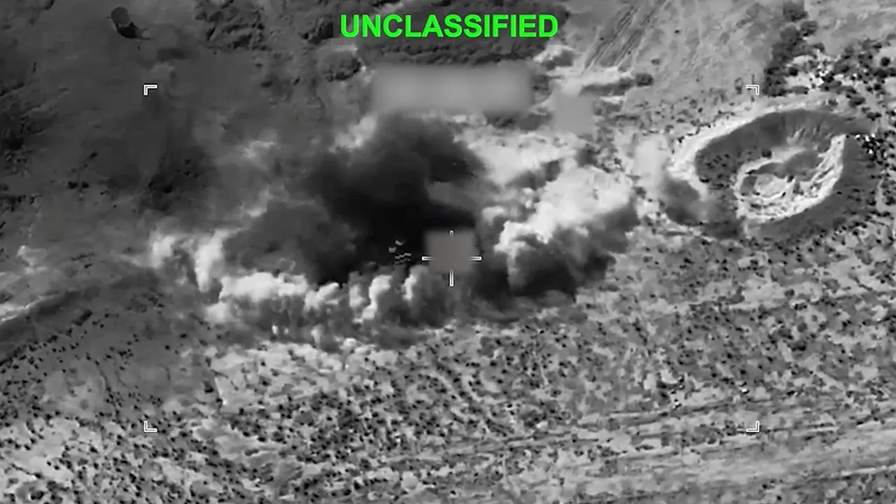 Smoke rises from an explosion at an unknown location, during what U.S. Central Command (CENTCOM) says are strikes on Iran, in this screen grab taken from a handout video released on July 14, 2026. U.S. Central Command/Handout via REUTERS 