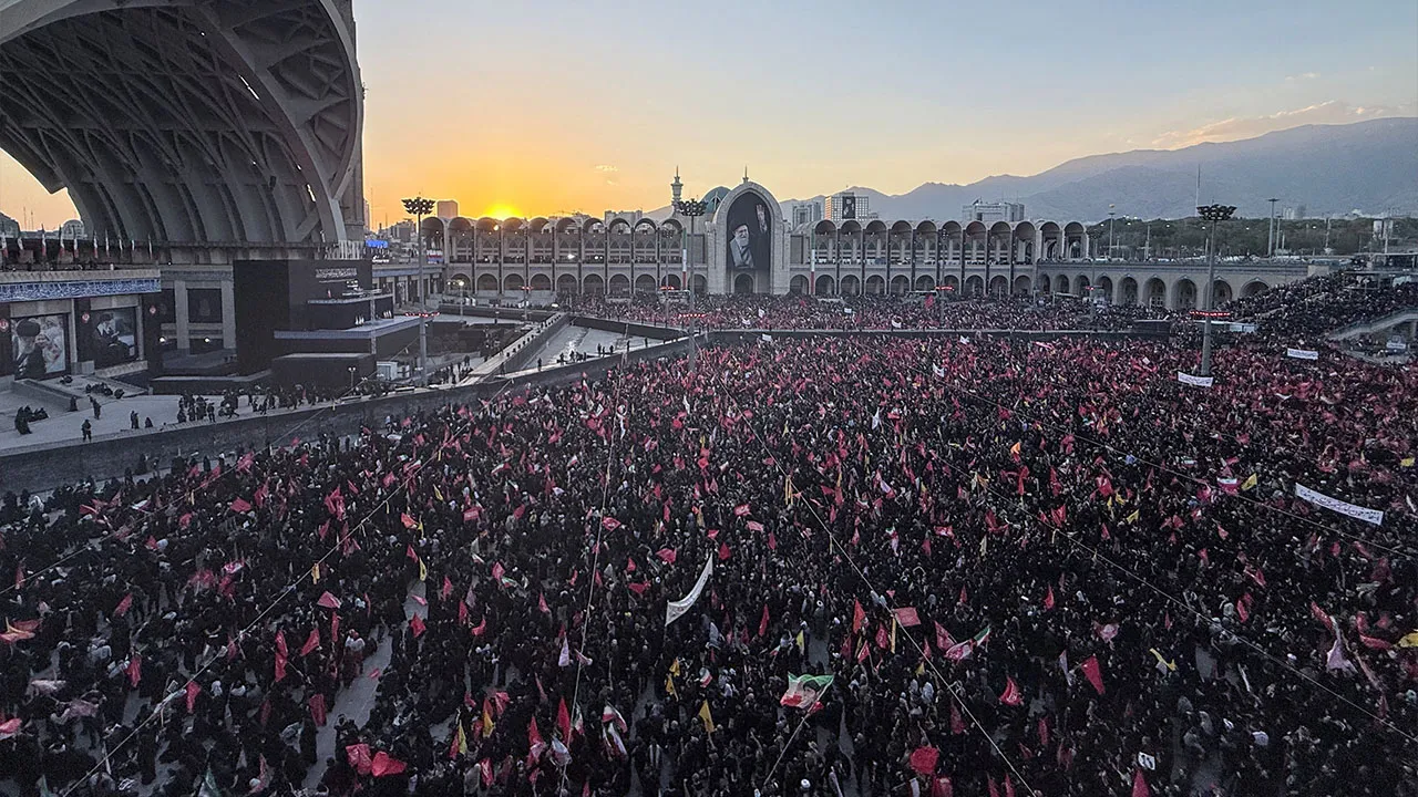 Mourners attend a public farewell ceremony to pay their respects to late Supreme Leader Ayatollah Ali Khamenei, who was killed on February 28 in Israeli and U.S. airstrikes, at the Imam Khomeini Grand Mosalla, in Tehran, Iran July 5, 2026. Picture taken with a mobile phone. REUTERS/Mohammed Salem