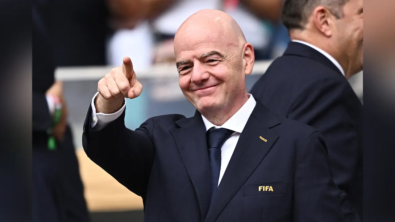 Soccer Football - FIFA World Cup 2026 - Quarter Final - Norway v England - Miami Stadium, Miami Gardens, Florida, U.S. - July 11, 2026 FIFA President Gianni Infantino in the stands before the match REUTERS/Dylan Martinez