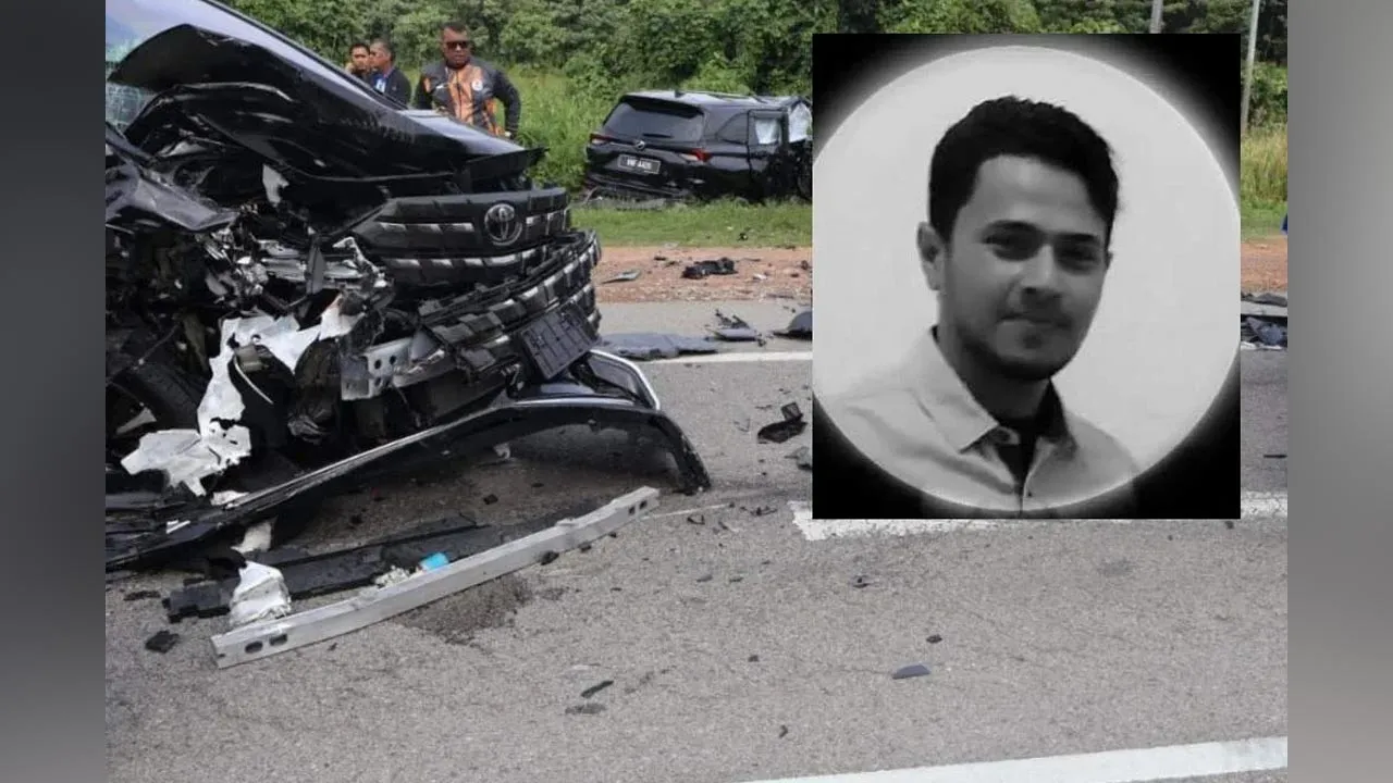 Keadaan sebuah Toyota Alphard (hadapan) dan Perodua Alza yang rosak teruk selepas terlibat dalam kemalangan maut di Kilometer 18, Jalan Temerloh-Bahau, Bera pada Jumaat. Gambar kecil mangsa: Mohamed Sharif -- SINAR HARIAN