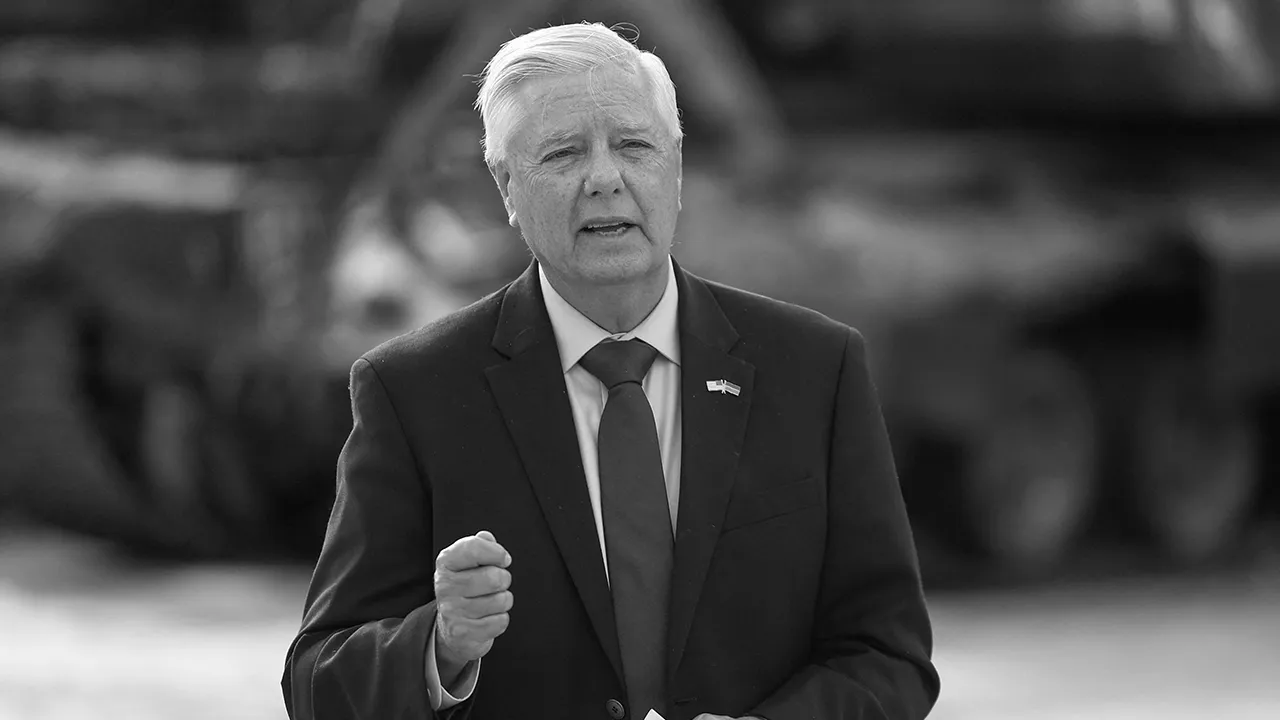 A picture taken on July 10, 2026 shows U.S. Senator Lindsey Graham (R-SC) speaking to the media after his meeting with Ukraine's President Volodymyr Zelenskiy, amid Russia's attack on Ukraine, in Kyiv, Ukraine. REUTERS/Valentyn Ogirenko