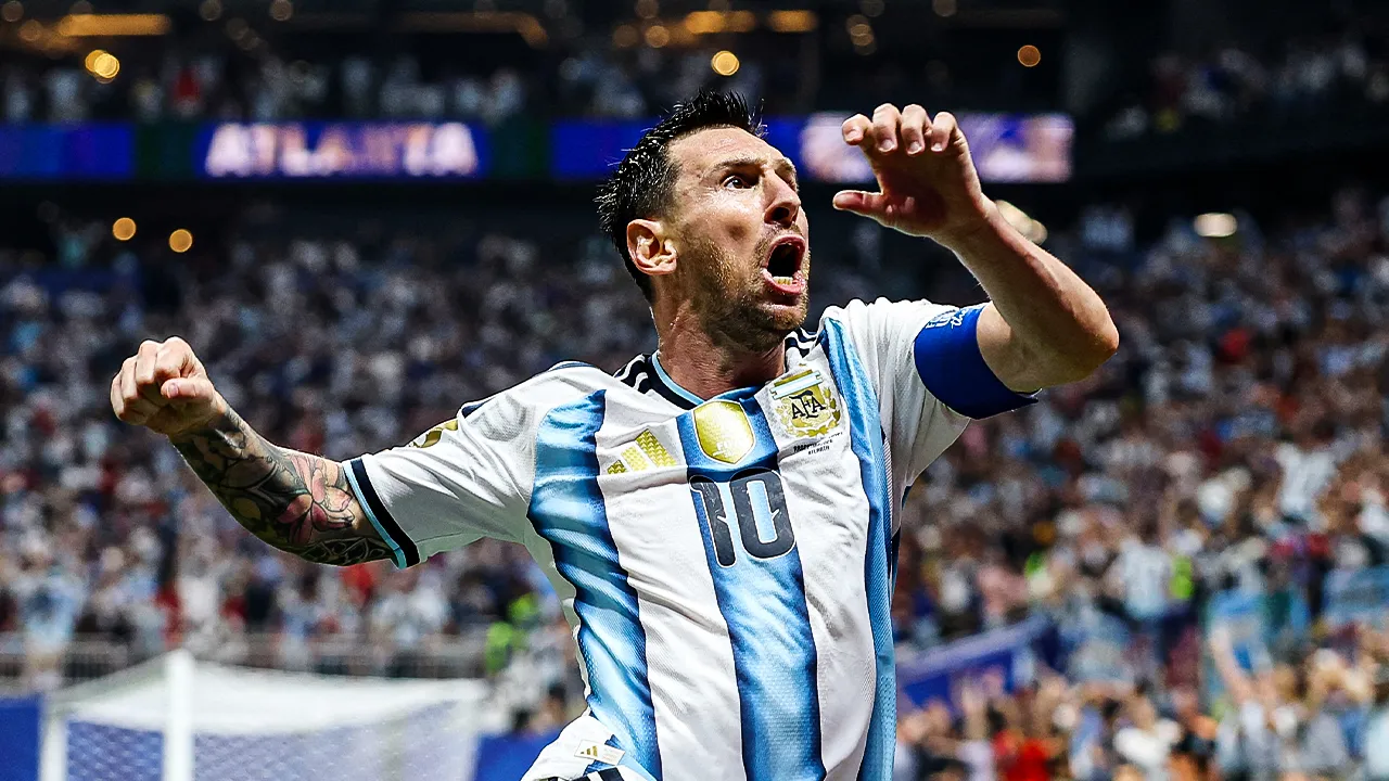 Soccer Football - FIFA World Cup 2026 - Round of 16 - Argentina v Egypt - Atlanta Stadium, Atlanta, Georgia, U.S. - July 7, 2026 Argentina's Lionel Messi celebrates scoring their second goal REUTERS/Carlos Barria