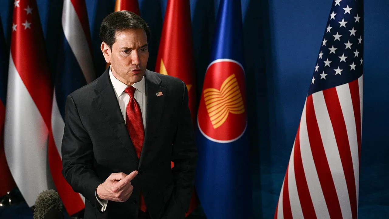 US Secretary of State Marco Rubio speaks to the press on the sidelines of the Association of Southeast Asian Nations (ASEAN) Foreign Ministers Meeting in Pasay, Metro Manila on July 23, 2026. BRENDAN SMIALOWSKI/Pool via REUTERS