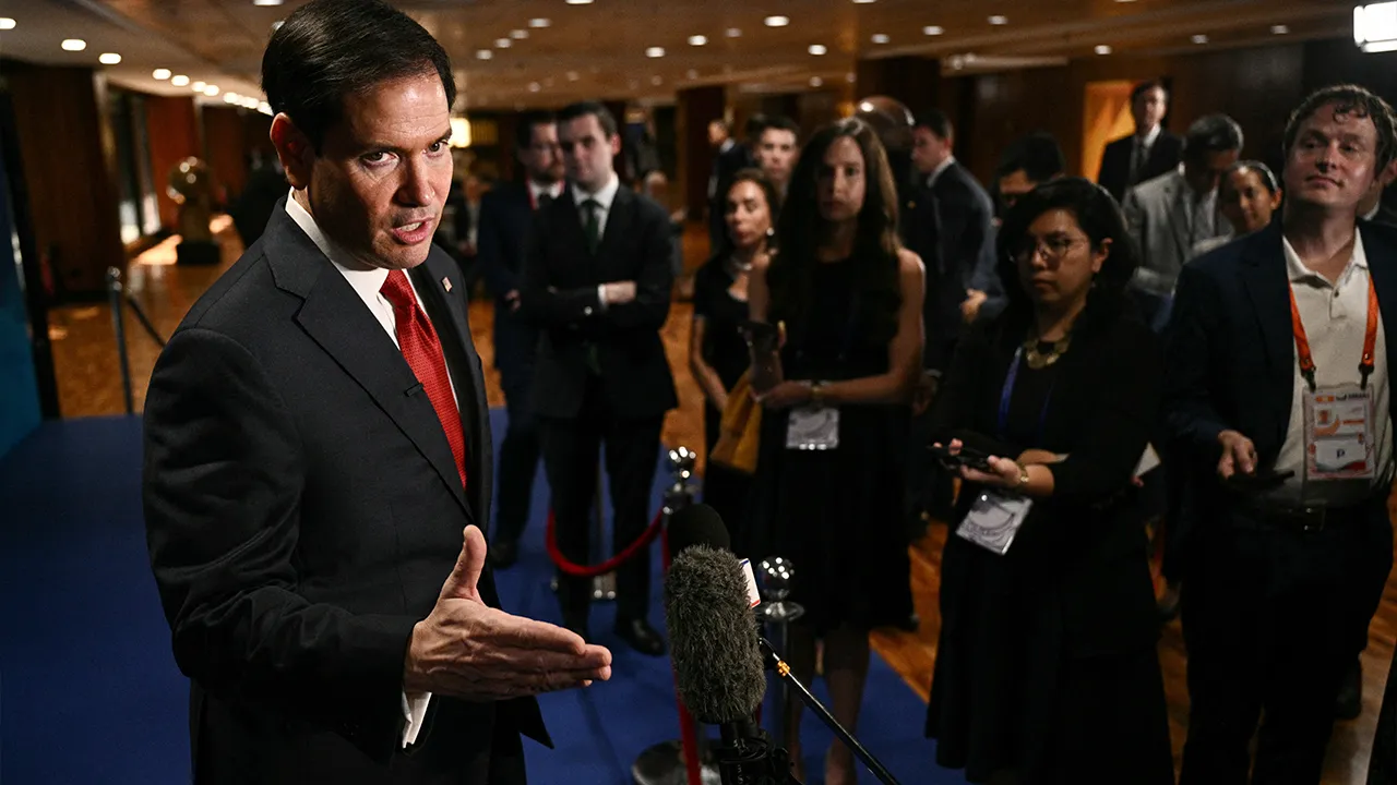 US Secretary of State Marco Rubio speaks to the press on the sidelines of the Association of Southeast Asian Nations (ASEAN) Foreign Ministers Meeting in Pasay, Metro Manila on July 23, 2026. BRENDAN SMIALOWSKI/
