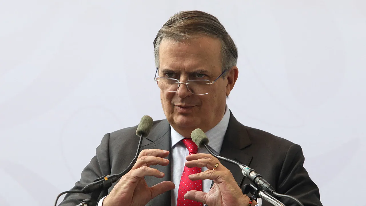 Mexican Secretary of Economy Marcelo Ebrard holds a press conference on the review of the United States-Mexico-Canada Agreement (USMCA) in Mexico City, Mexico, July 1, 2026. REUTERS