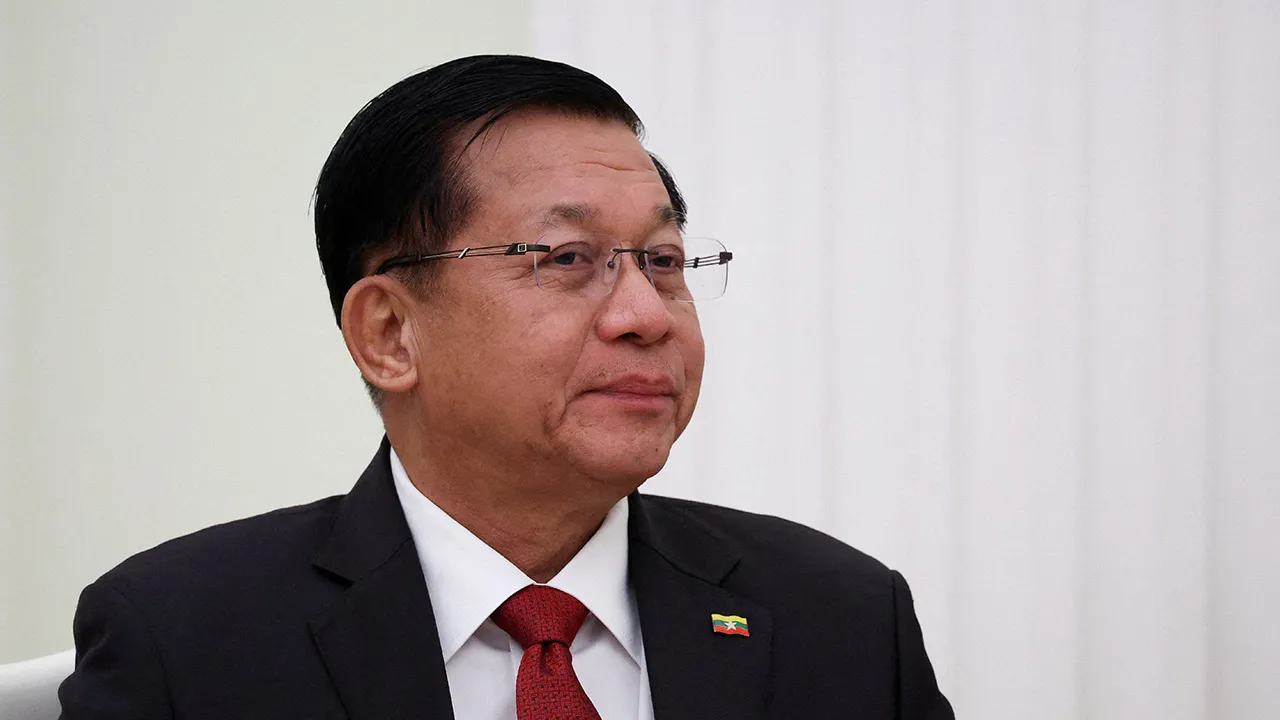 Myanmar's military chief Min Aung Hlaing attends a meeting with Russia's President Vladimir Putin at the Kremlin in Moscow, Russia, September 25, 2025. REUTERS