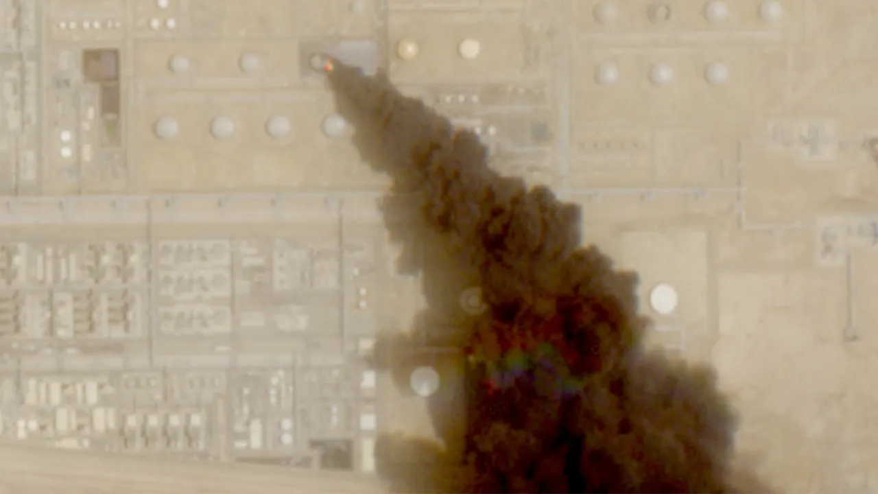A satellite image shows trail of smoke rising from an oil facility, in Jizan, Jazan province, Saudi Arabia, July 26, 2026. Yemen's Iran-aligned Houthis said on Saturday, July 25, that they carried out operations targeting Saudi Aramco facilities in Jizan and Yanbu, according to a statement by the group's military spokesperson Yahya Sare. European Union/Copernicus Sentinel-2/Handout via REUTERS THIS IMAGE HAS BEEN SUPPLIED BY A THIRD PARTY. MANDATORY CREDIT